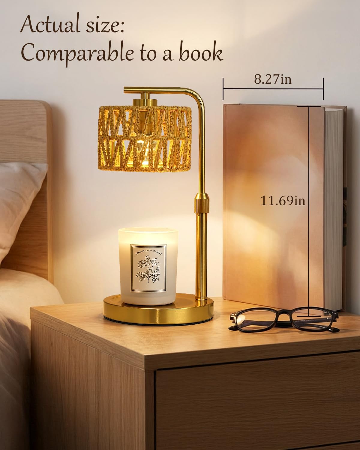 Candle Warmer Lamp with Timer, Dimmable Candle Warmer for Jar Candles, Height Adjustable Candle Lamp Warmer, Boho