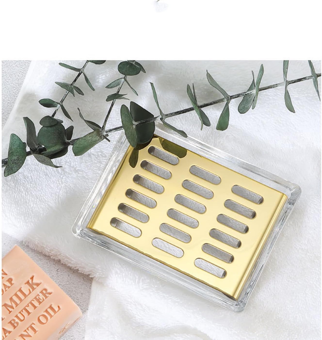 SUS304 Stainless Steel Tray Rectangular Soap Holder / Gold