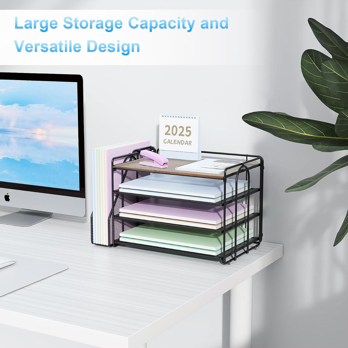 Spacrea 4 Tier Paper Organizer for Desk with File Organizer | Desk Organizers and Accessories Desk Accessories &