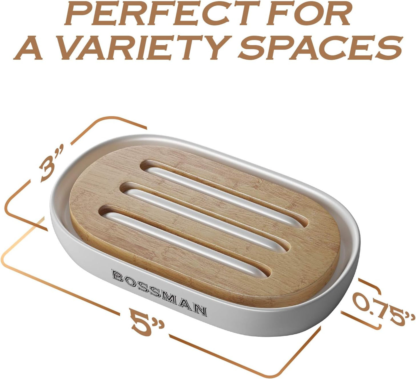 Removable Natural Bamboo Soap Tray / White