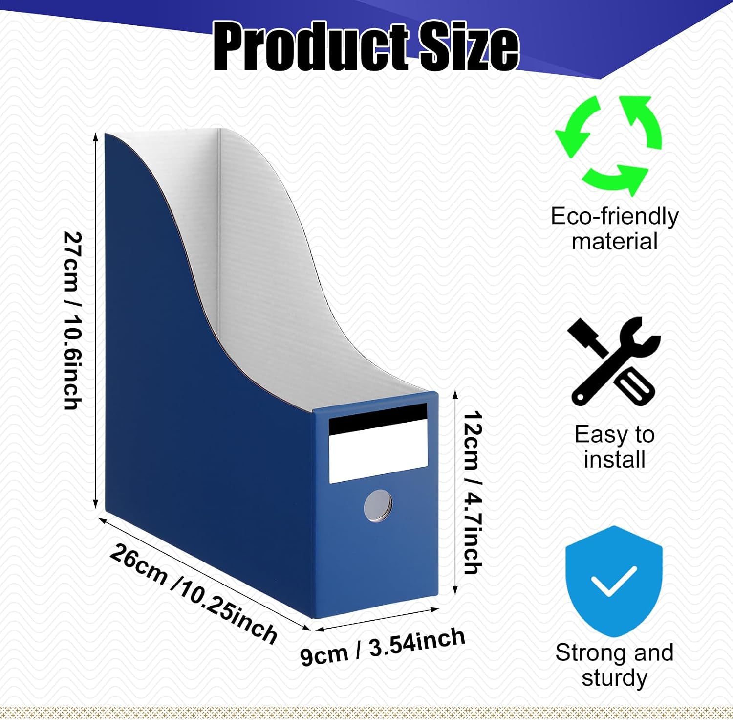 Thenshop 24 Pcs Magazine Files Cardboard Holders,Classic,Navy Blue | File Organizer Foldable Paper Storage for Desk
