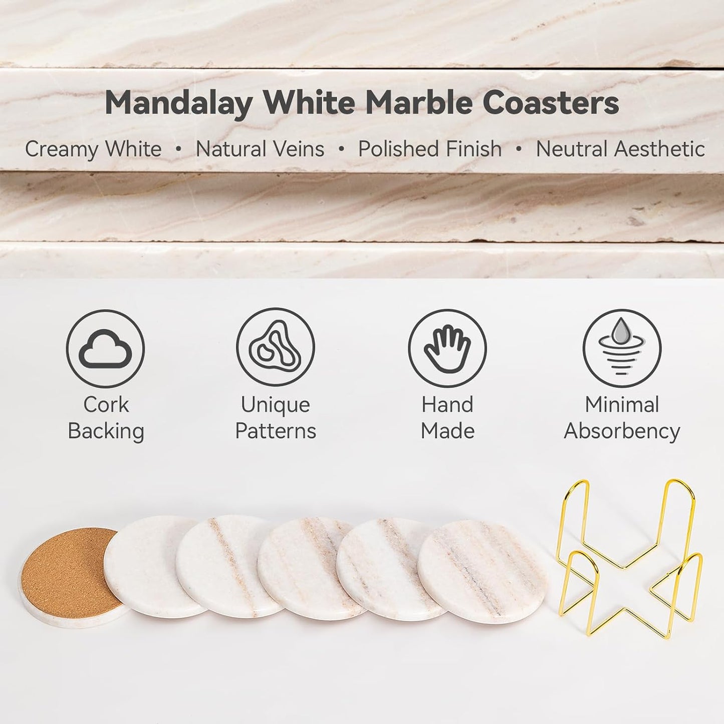 Holder / Neutral Drink Coasters / Creamy White / Set of 6