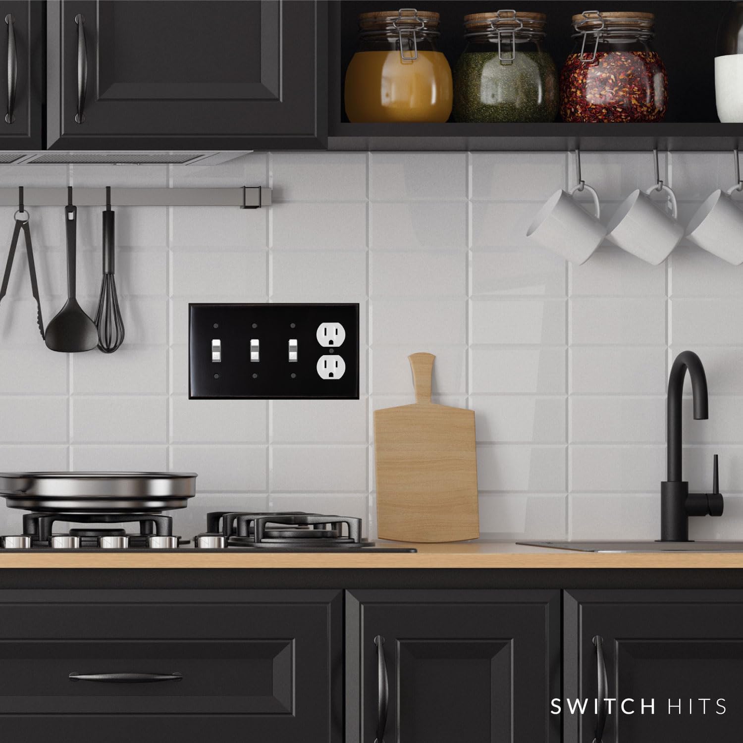 Triple Light Switch Plate Outlet Cover GFCI Decorative Wall Plate | 3 Toggle - 1 Duplex Oil Rubbed Bronze Electrical