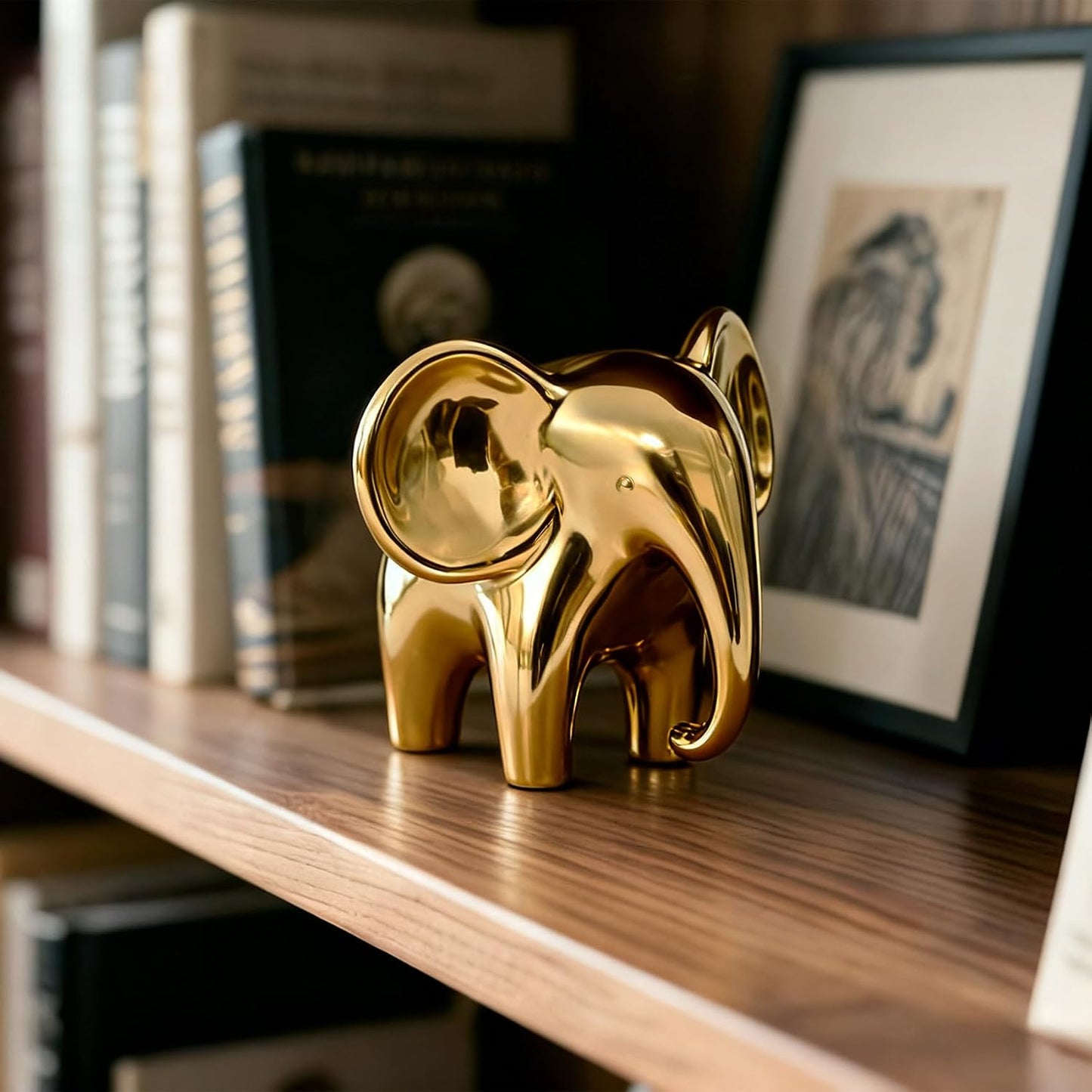 Ceramic Elephant Statue / Gold 1 / Female