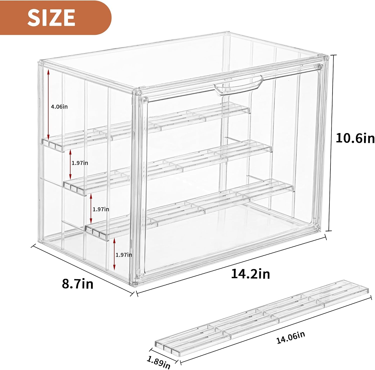 Acrylic Display Case for Figures 4 Layer Figure Display Shelf / 3-pack / Clear / Set of 3