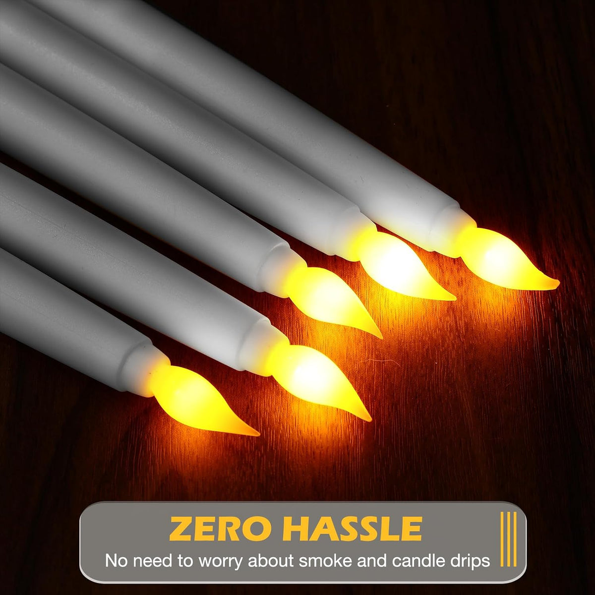 24 Pack Flameless Flicker Taper Candles Bulk with Remote and Timer, Battery Operated LED Warm White Taper Candles Light