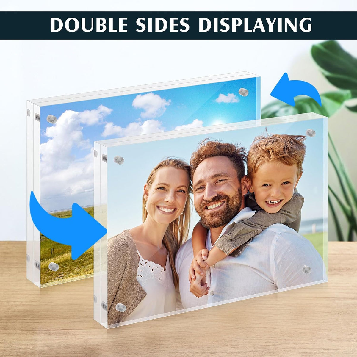 6 Pcs 5 x 7 Inch Acrylic Picture Frames, Clear Acrylic Photo Business Card Frame Desktop Display Double Sided Wallet