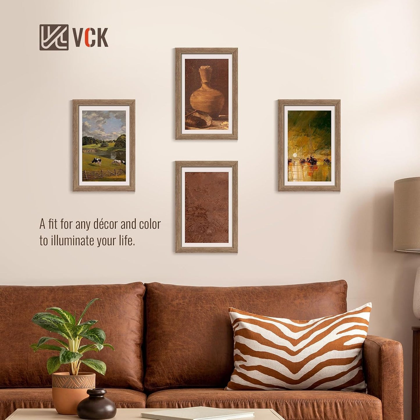 VCK 11x17 Picture Frame Walnut 4 Pack,Wide Thick Wood Border, for Print | Exclusive Woodgrain, Wall Hanging, HD