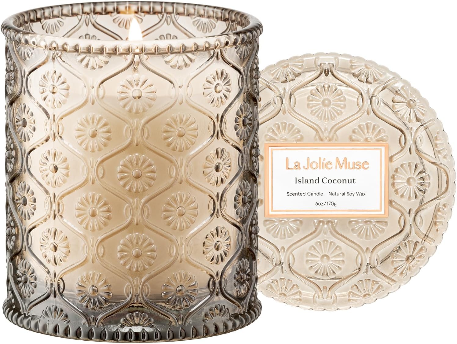 LA JOLIE MUSE Island Coconut Vanilla Scented Candles for Home, Soy, 40 Hrs