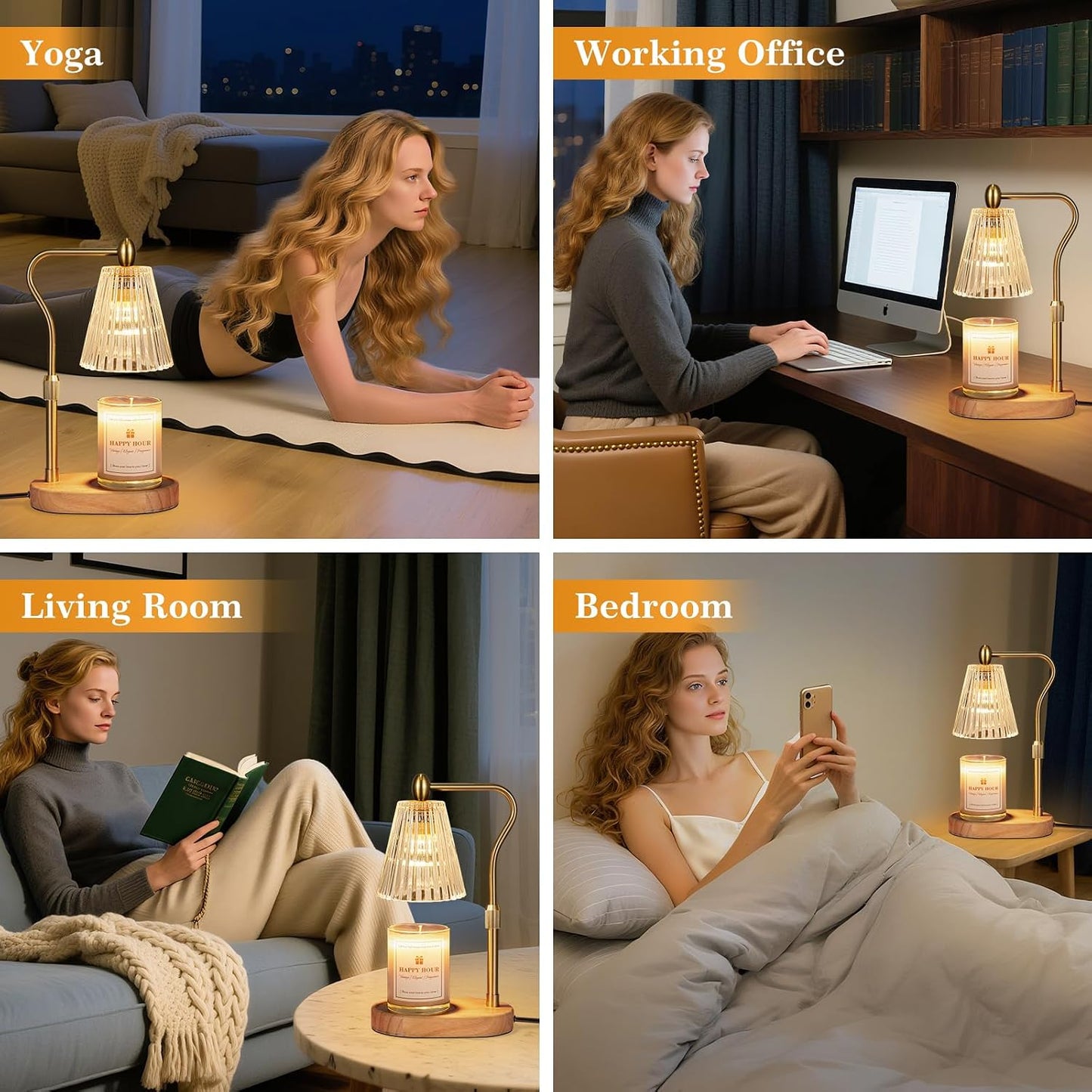 Imenlox Candle Warmer Lamp, with Timer and Dimmer, Adjustable Height, for Mom, Christmas Birthday Gifts for Women