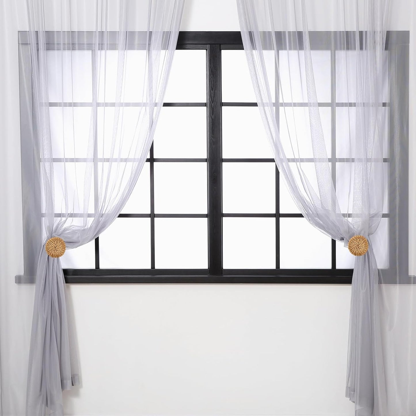 Boho Curtain Holdbacks Rattan Tiebacks Coastal Curtain Holdbacks for Curtains / Round / Set of 2