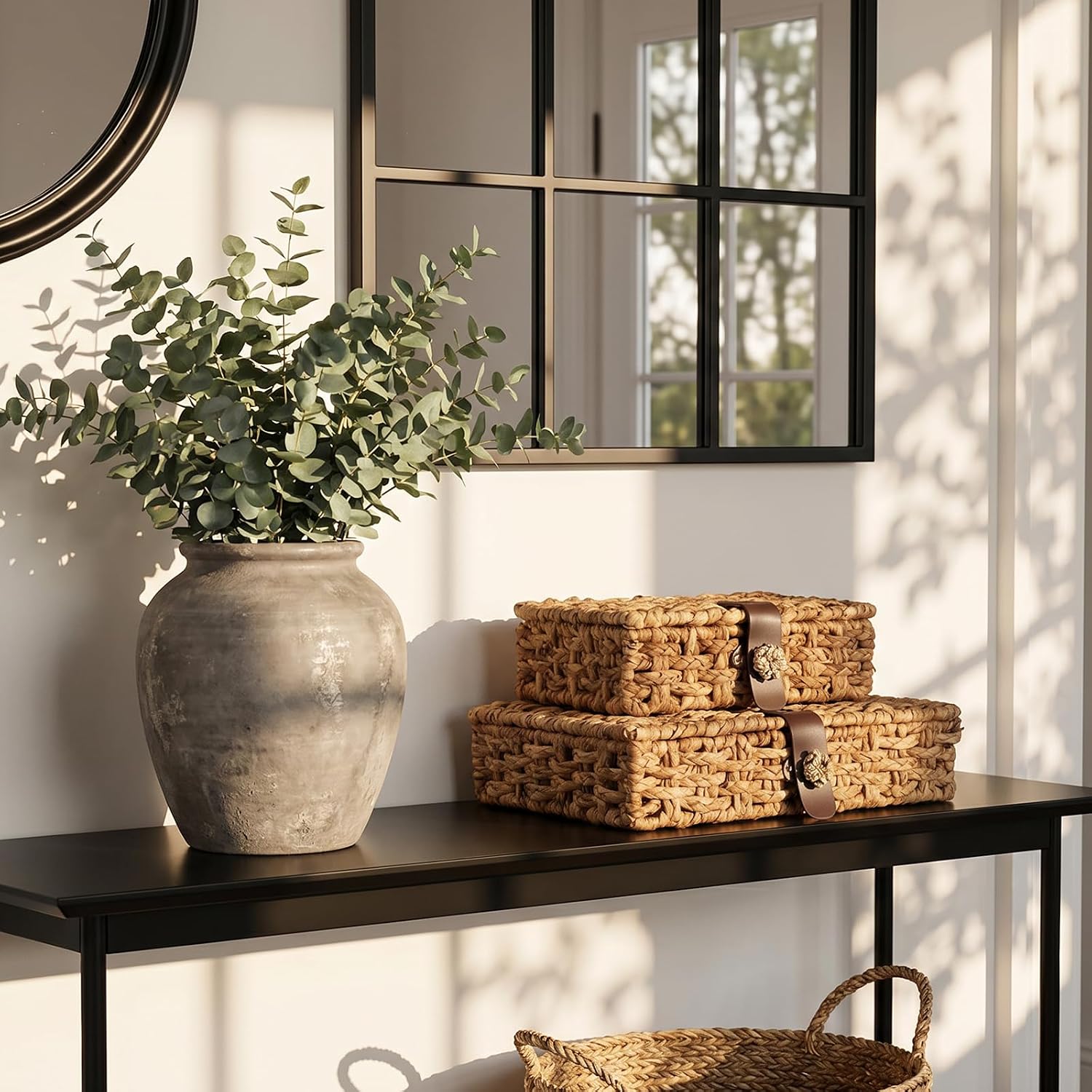 Wicker Basket / Decorative Woven Storage Basket / Natural / 14.17 x 10.6 x 3.14