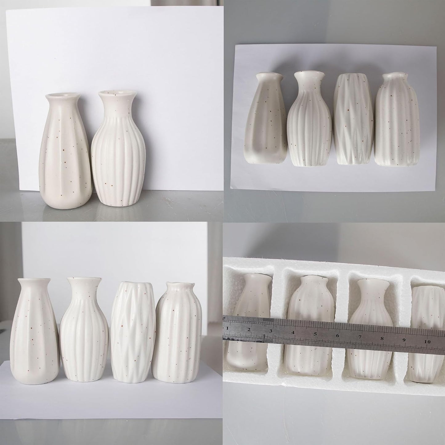 Small Ceramic Vases Table Flower Vase Modern Decorative Vases for Pampas Grass / White / Set of 4