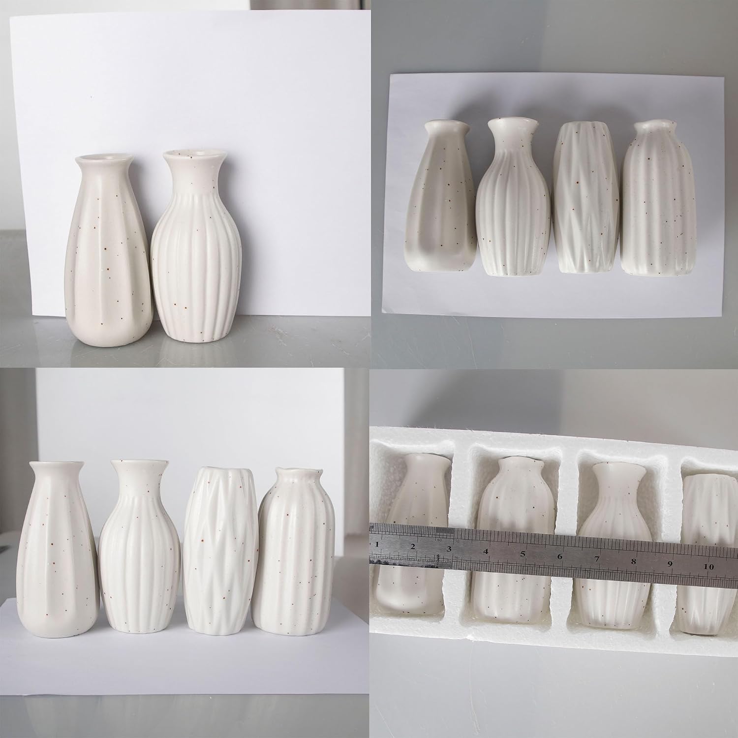 Small Ceramic Vases Table Flower Vase Modern Decorative Vases for Pampas Grass / White / Set of 4