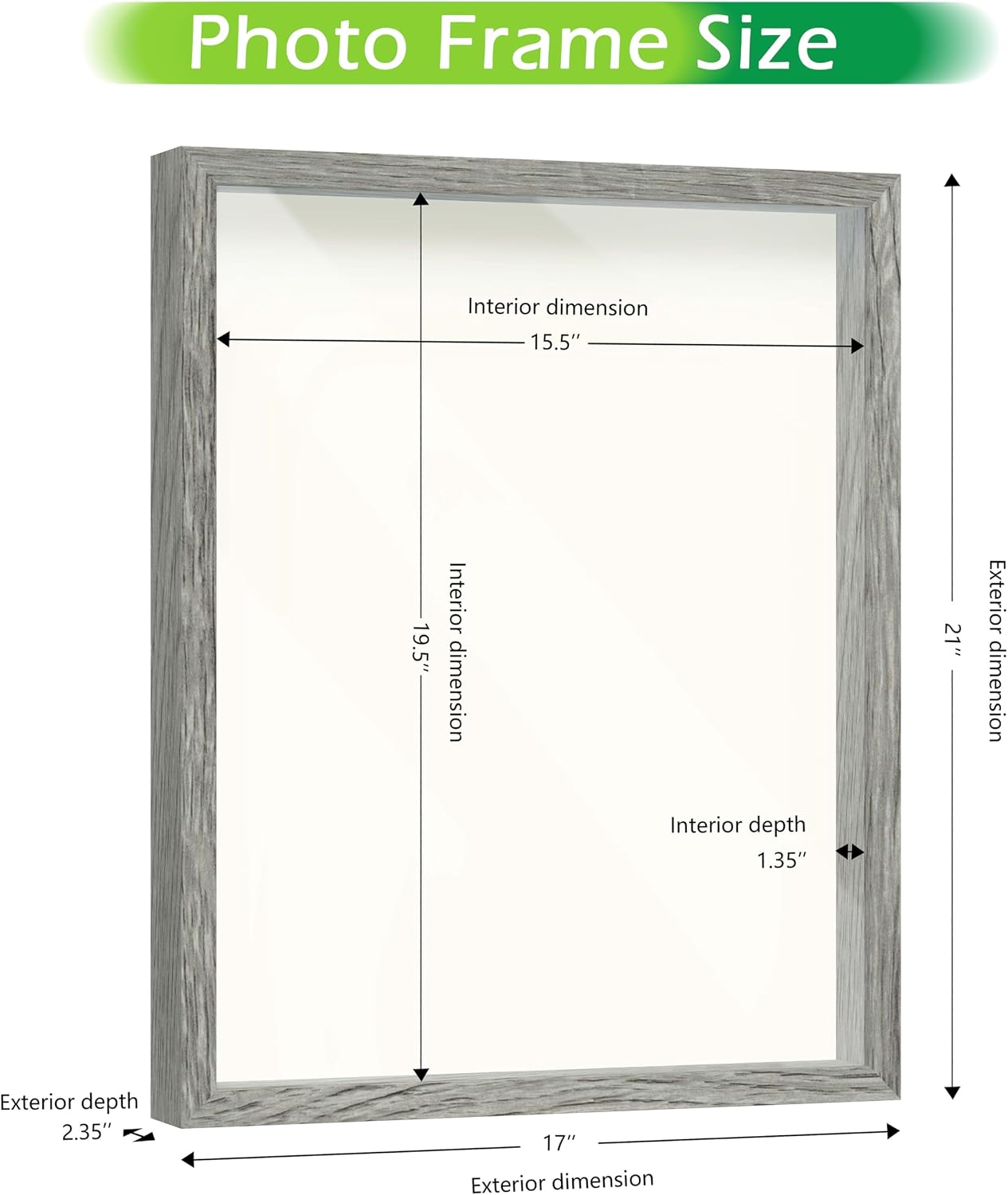 FrameWorks 16x20 Driftwood Wooden Shadow Box Frame – Soft Felt Back, Tempered Glass, and Included Elegant White Ball