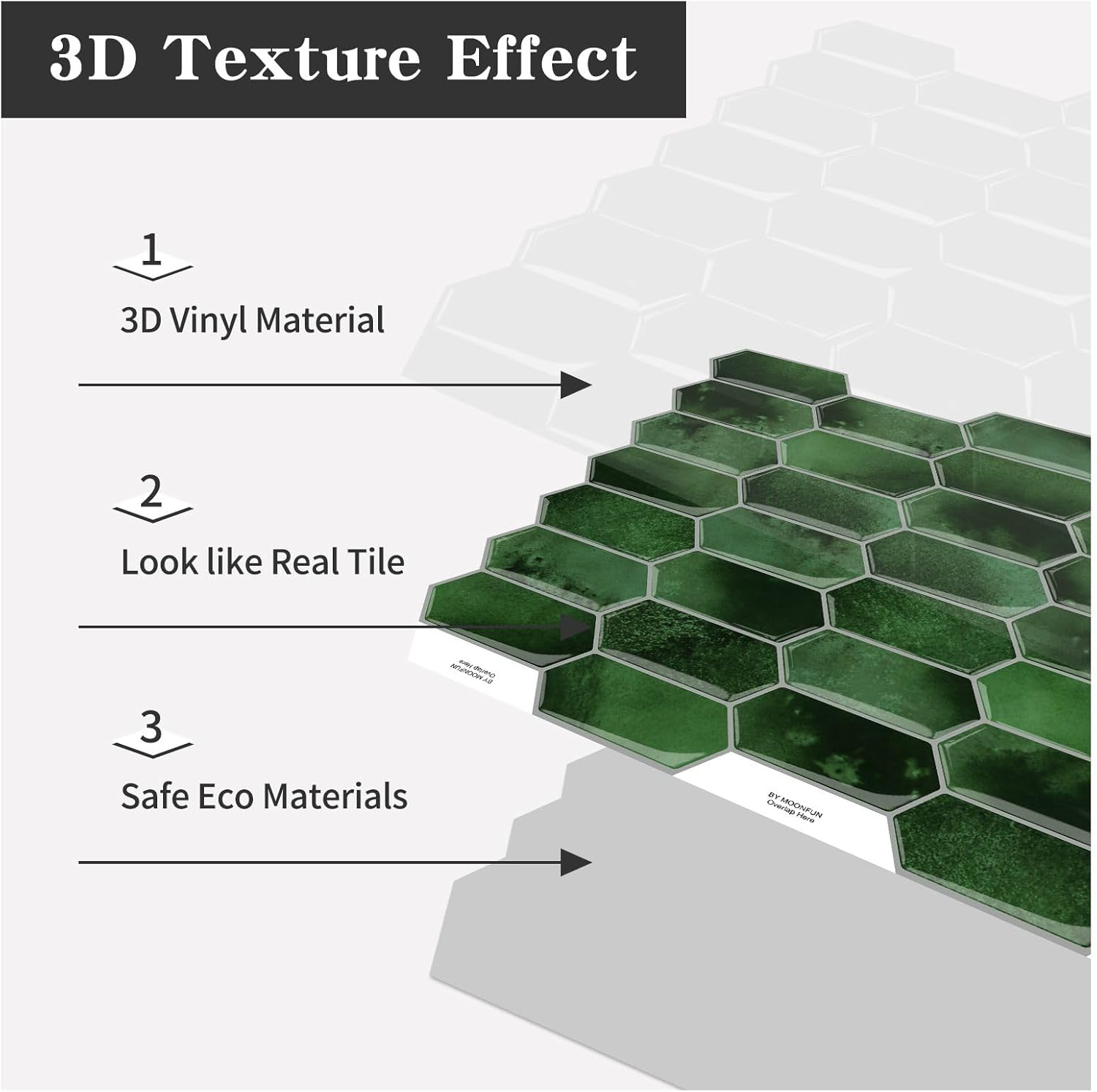 3D Waterproof Self-Adhesive Wall Tile Stick on Backsplash / Dark Green