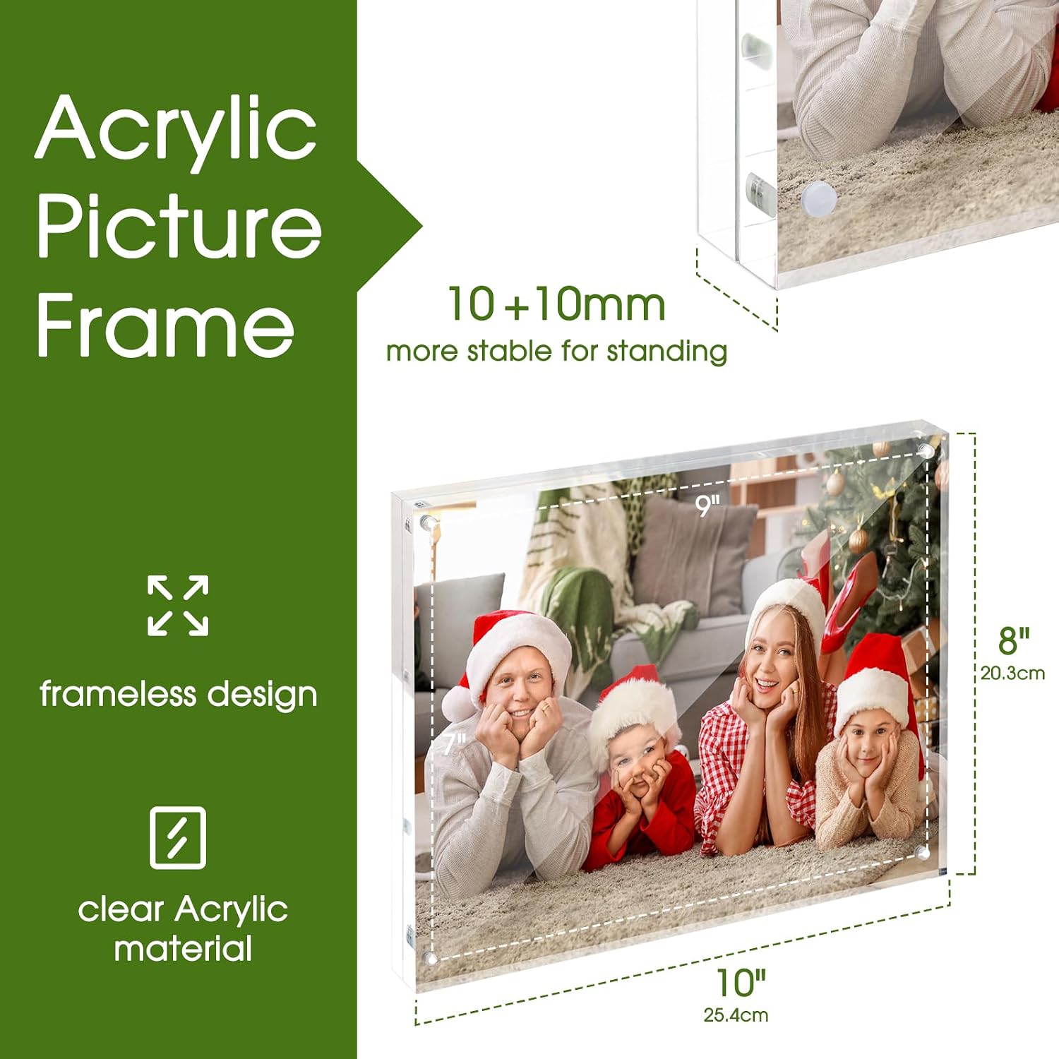 SYNTRIFIC 8x10 Acrylic Frames 5 Pack Clear Lucite Picture Frame Magnetic | Clear Lucite Frames, Stand on Desk