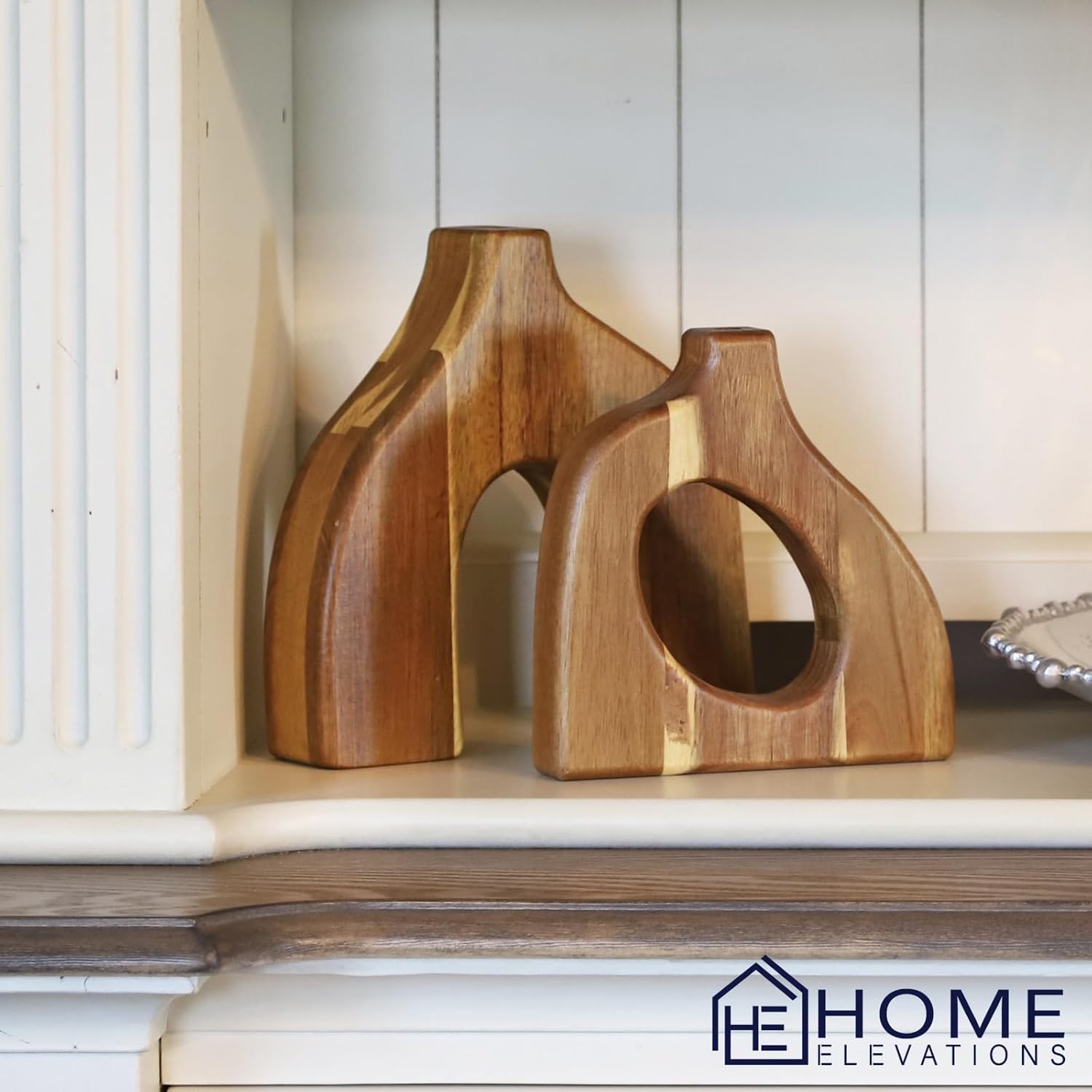 Wooden Vases for Decor / Set of 2