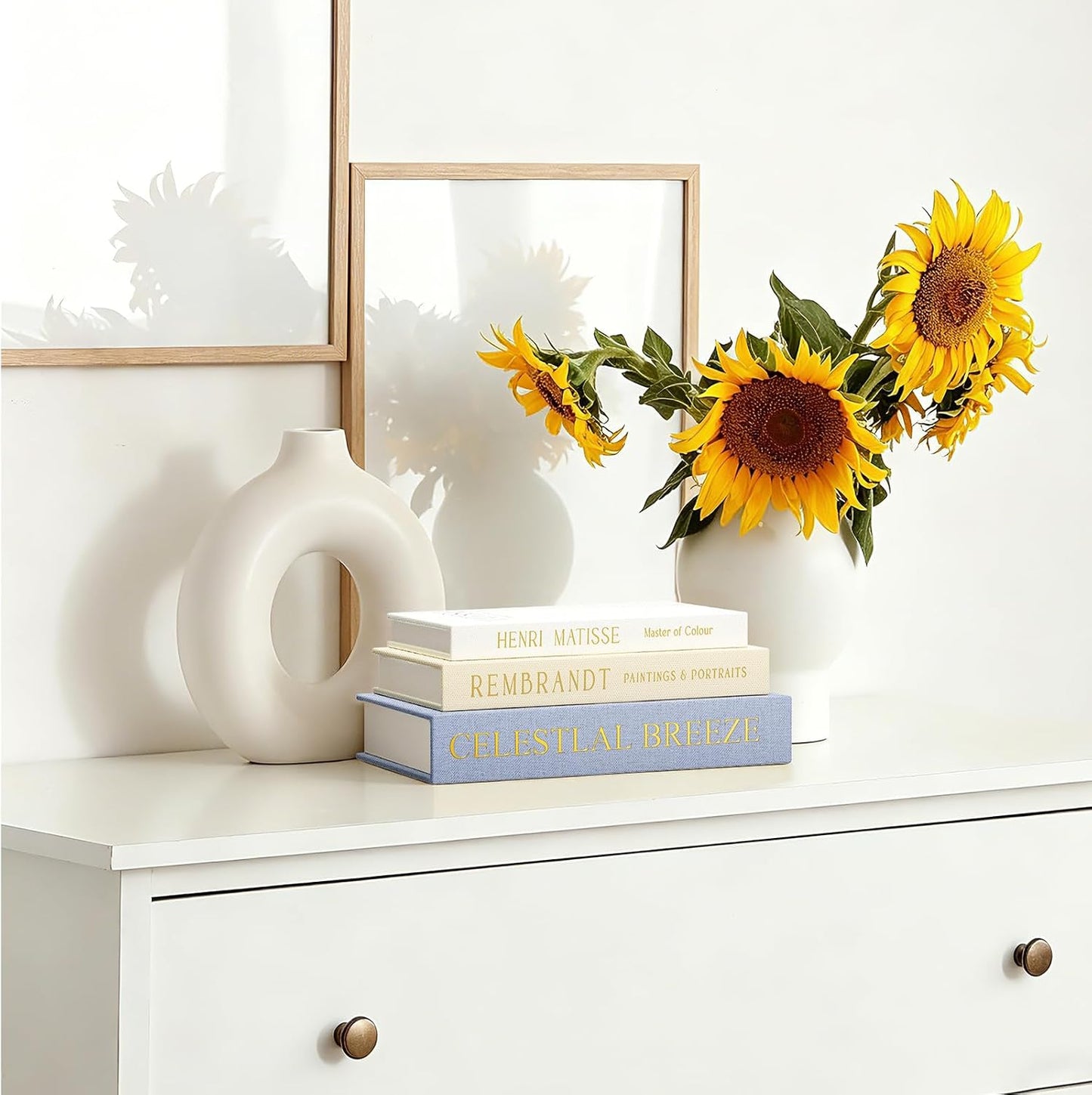 Faux Storage Boxes / Blue-beige-off-white / Set of 3