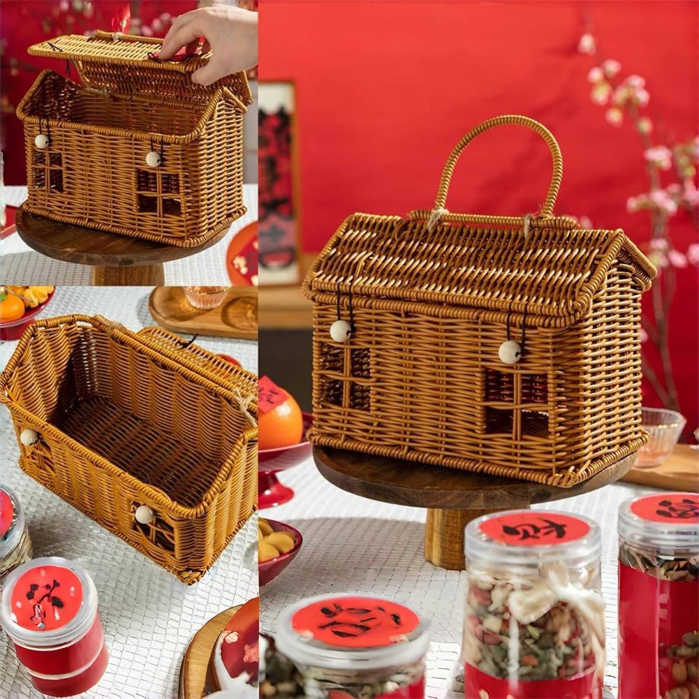 House-Shaped Wicker Basket / Set of 4