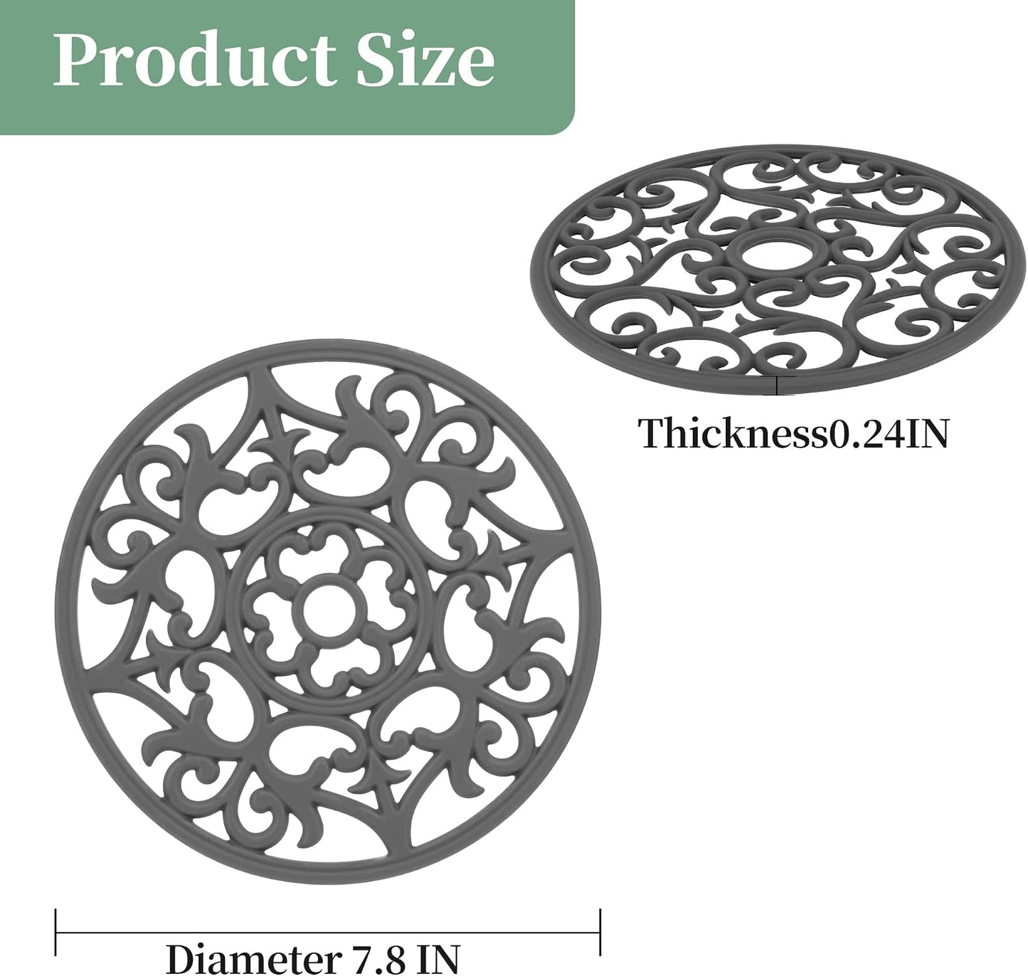 Trivets for Hot Dishes, Silicone Trivet Hot Pads for Kitchen Counter, Silicone Trivets for Pots and Pans, Heat