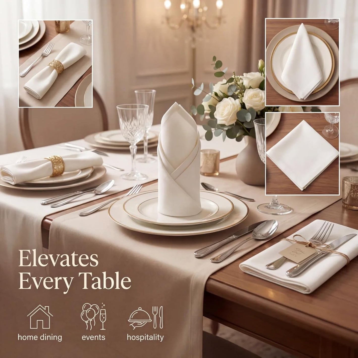 Urban Villa Cloth Napkins Cotton 20x20 (Set of 12) White