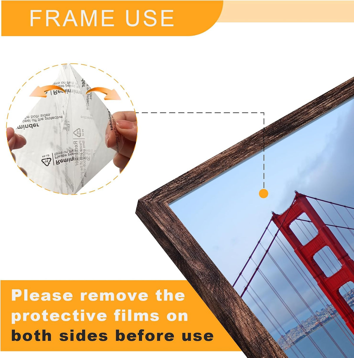 BESCRCL 24x36 Poster Frame Display 24 x 36 inches, Photo Frames for Wall Hanging, Engineered Wood, Brown, 1 Pack
