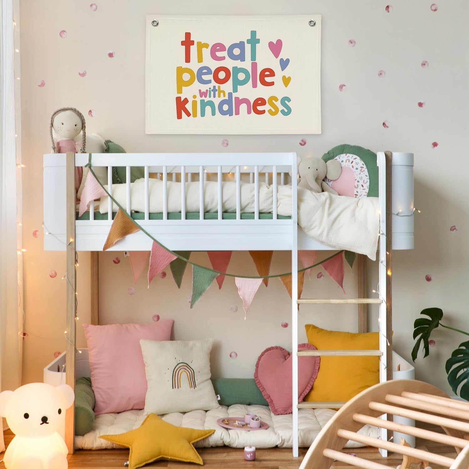 Boho Classroom Decor for Teacher Canvas Banner Tapestry / Treat People with Kindness