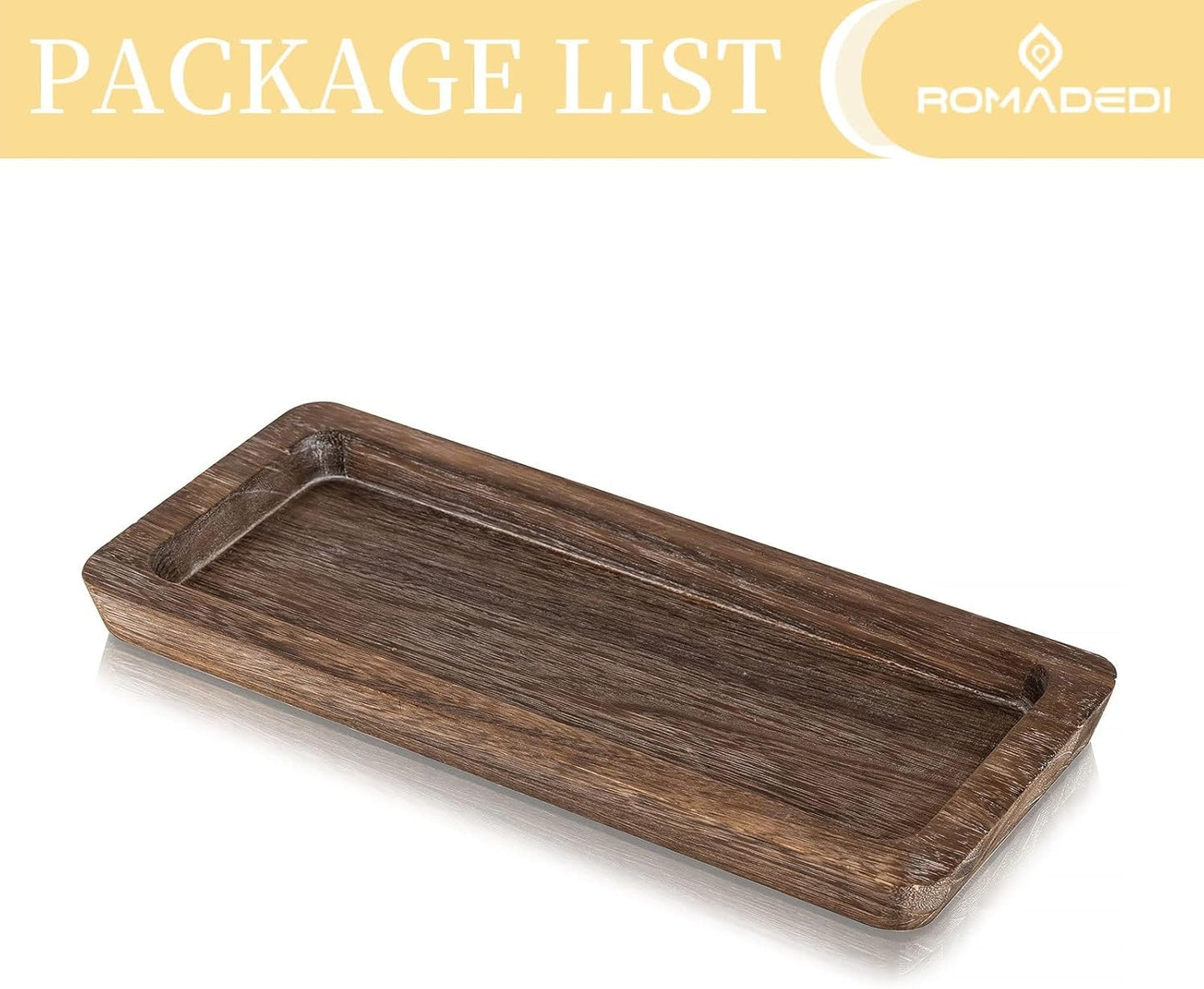 Wooden Decorative Tray Candle Holder / Rustic-rectangular
