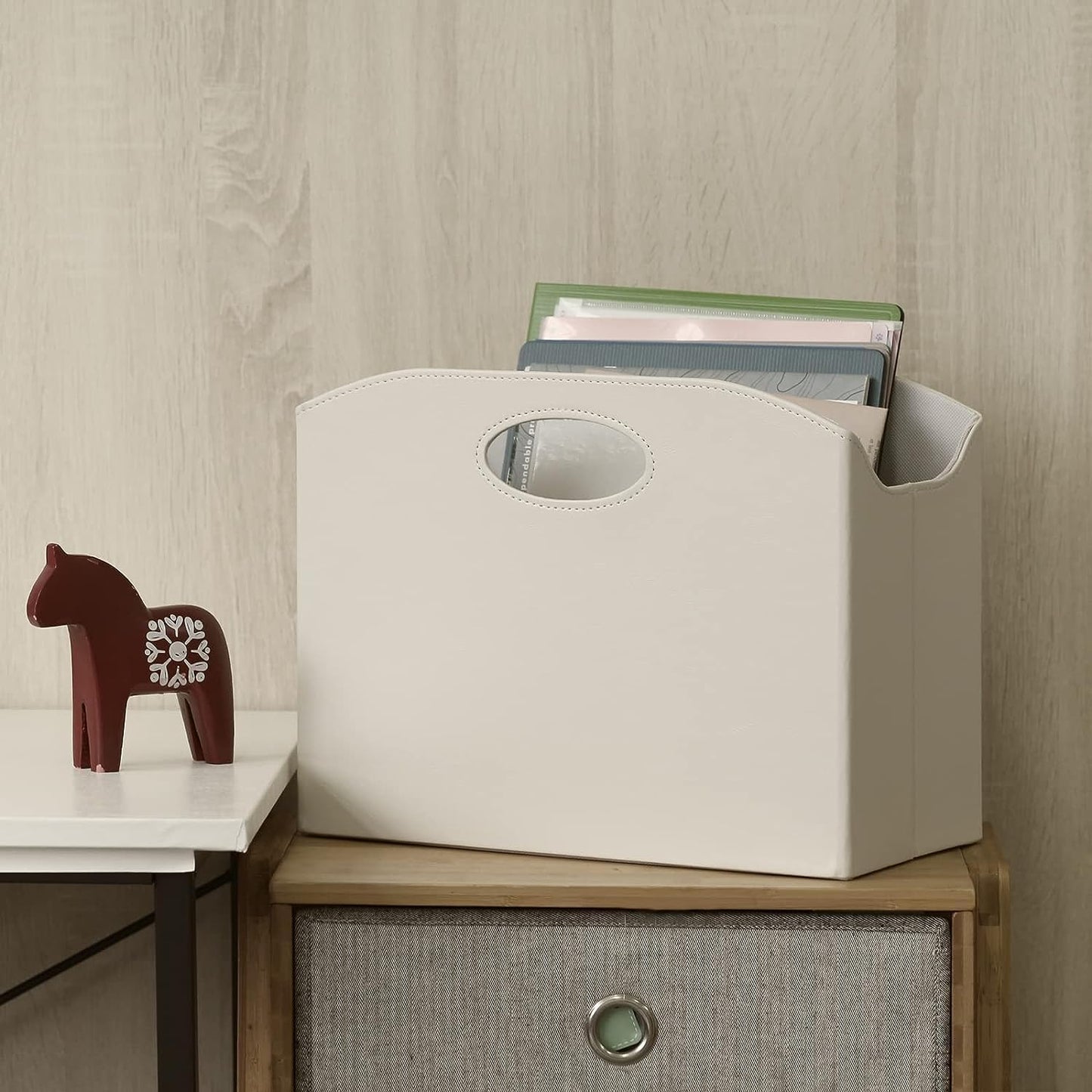 EZDeco Magazine Holder Foldable Magazine Rack Floor PU Leather File Holder Newspaper Book Storage Magazine Basket