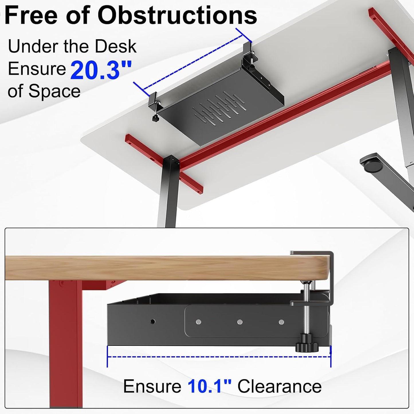 BYMECOST No Drill Under Desk Laptop Mount, Metal Under Desk Storage Shelf | Laptop Storage Tray for Macbook, Mac Mini