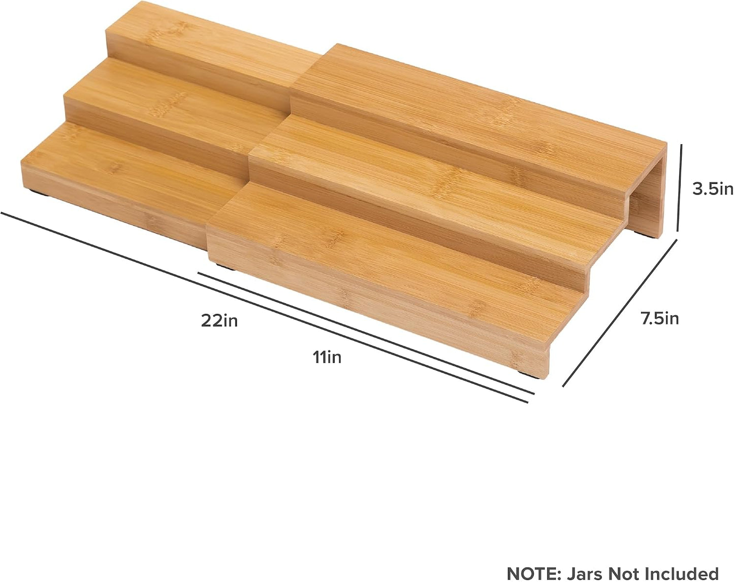 3-Tier Expandable Spice Rack Organizer, Bamboo | Fits 36 spice jars, pantry storage, non-slip feet
