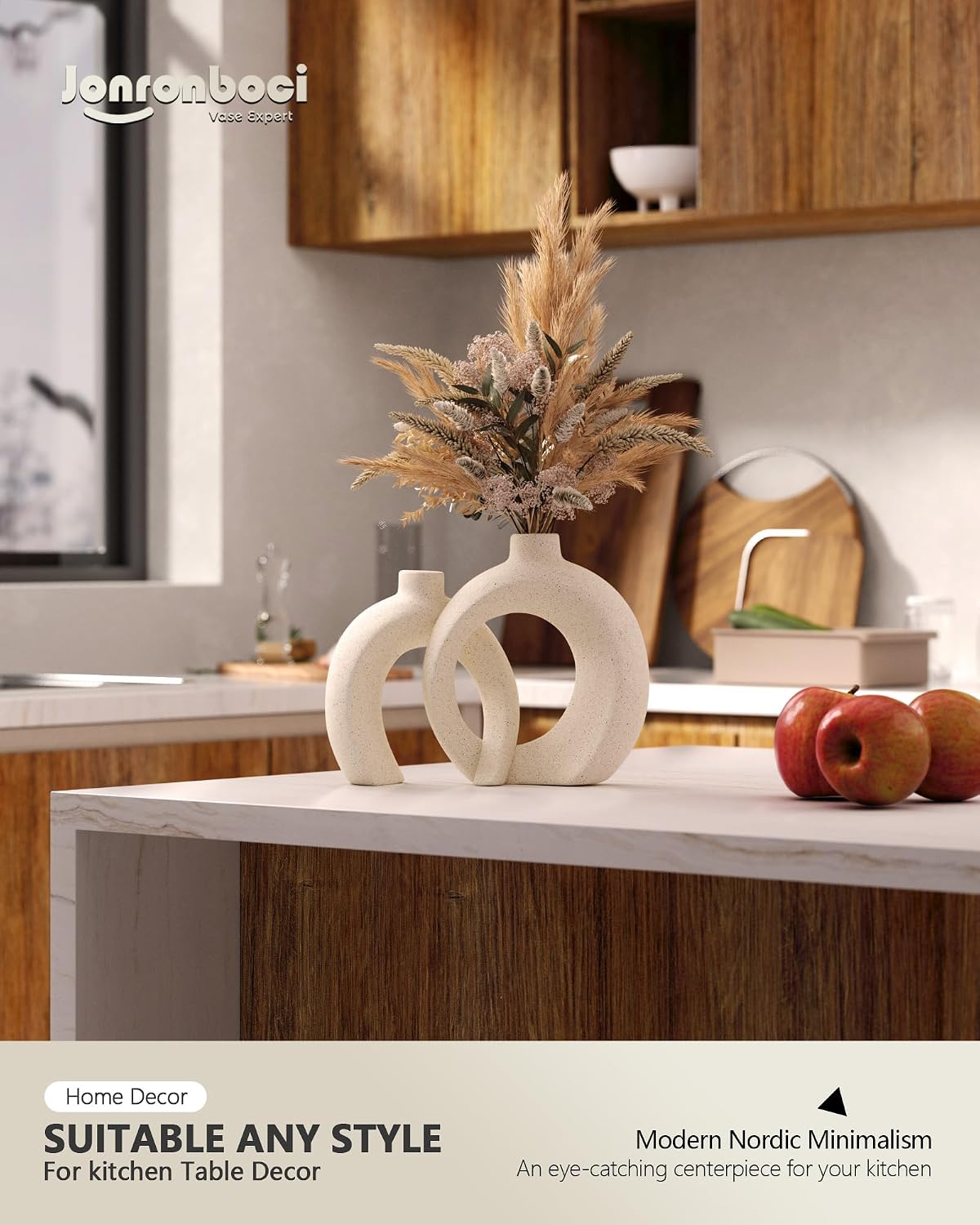Matte Sand-Textured Ceramic Vases for Modern Japandi & Boho Home / Matte Cream White / Set of 2