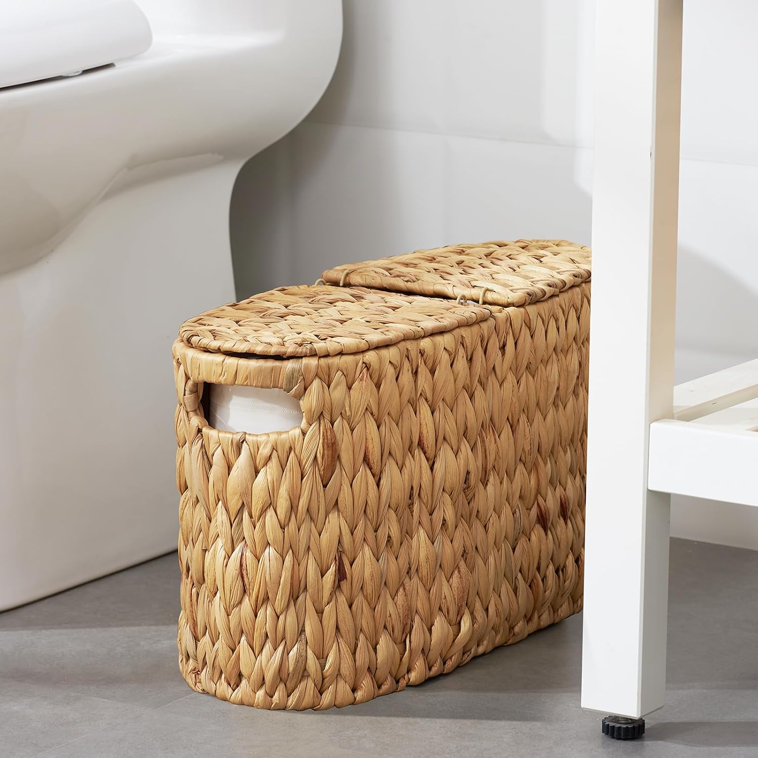 Water Hyacinth Wicker Toilet Paper Storage Holder / Natural / for 6 Rolls
