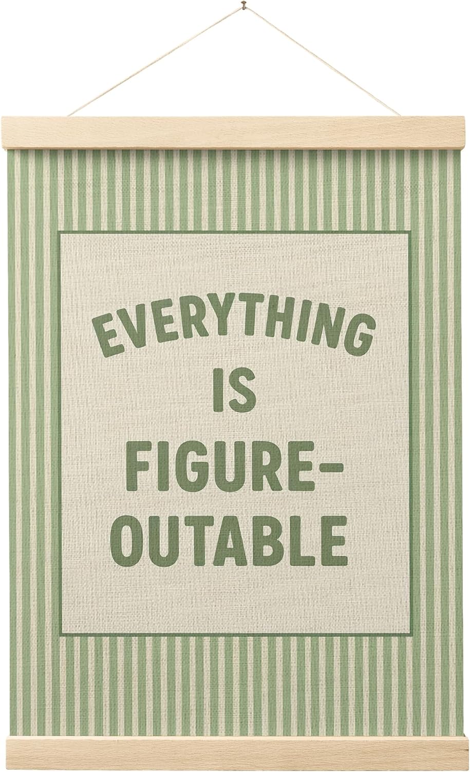 FGFK Everything Is Figureoutable Positive Affirmations Wall Art Poster Hanger Frame, Preppy Sage Green Inspirational