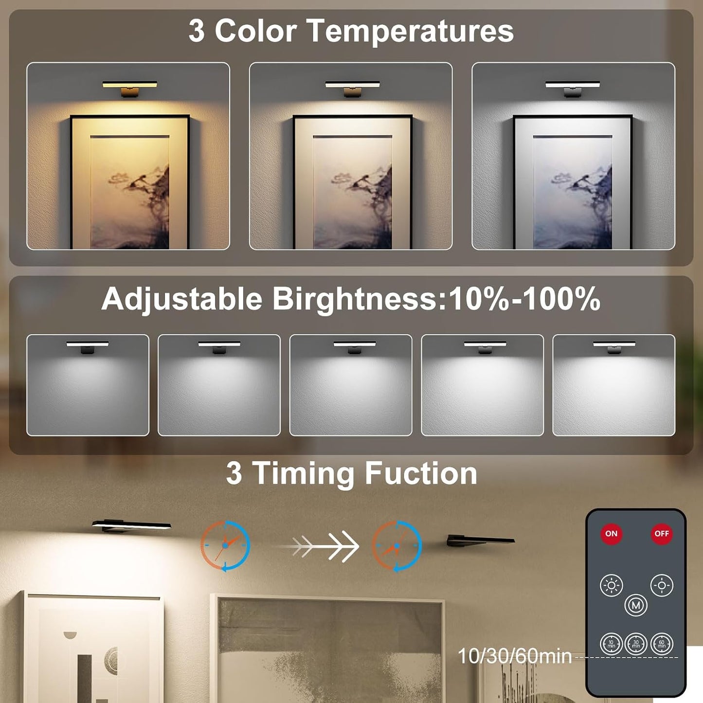 Koopala LED Picture Lights Set of 2, Cordless Painting Lamps with 6000mAH | Rechargeable Battery Powered, CRI≥95, 5