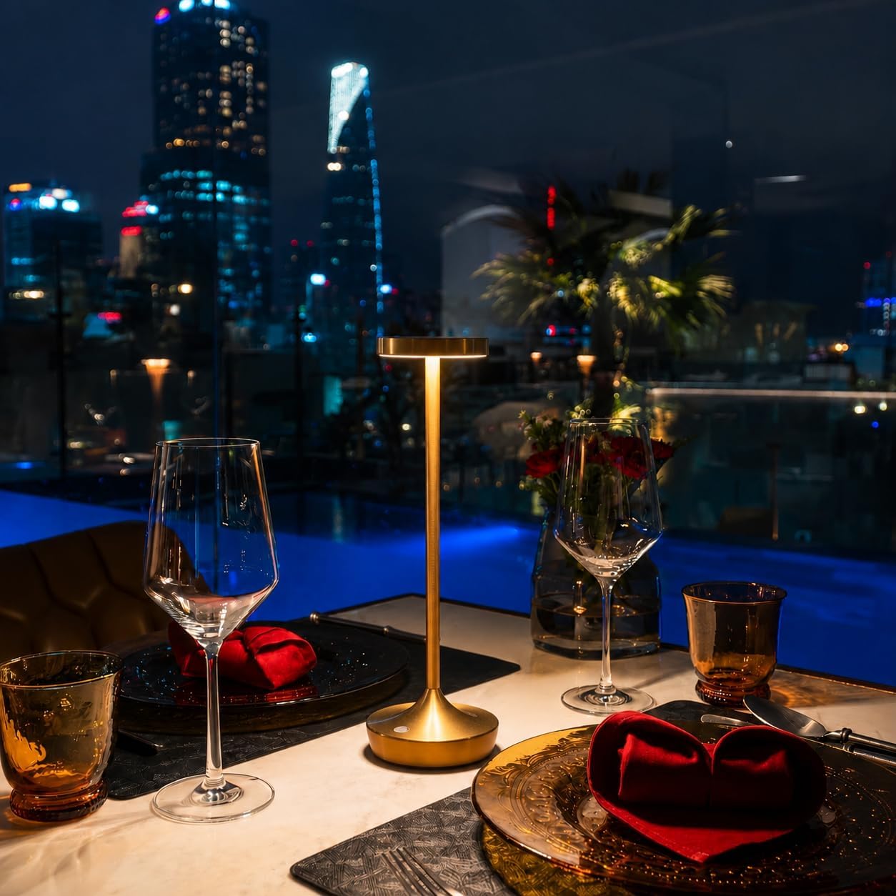 Gold Cordless LED Table Lamps Rechargeable 6000mAh, 72H Runtime, Waterproof | Stepless Touch Dimming with 3 Color Modes