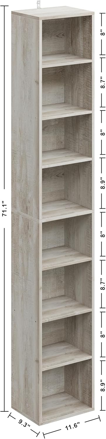 Floor Standing Display Storage Shelves in Tall / Beige Maple / 71 Inch