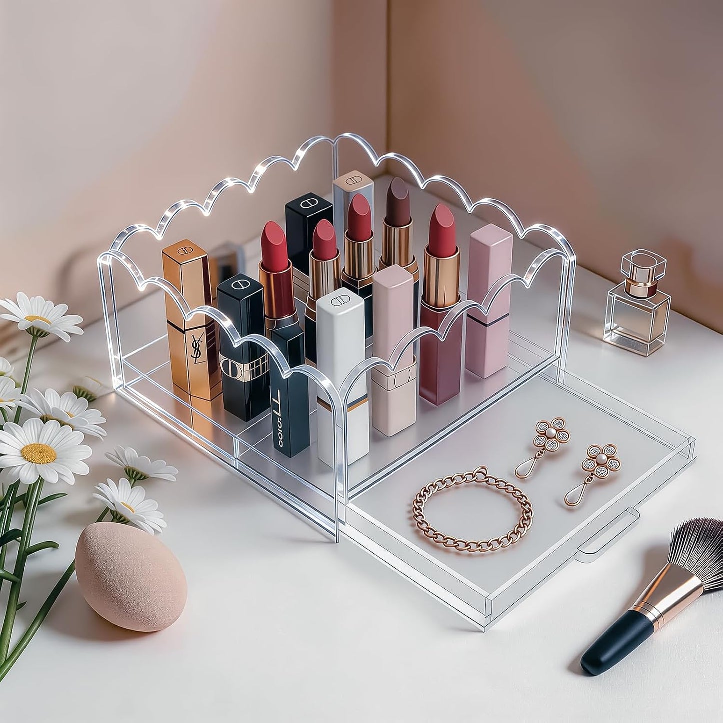 Scalloped Acrylic Tray / Clear / 5 x 5