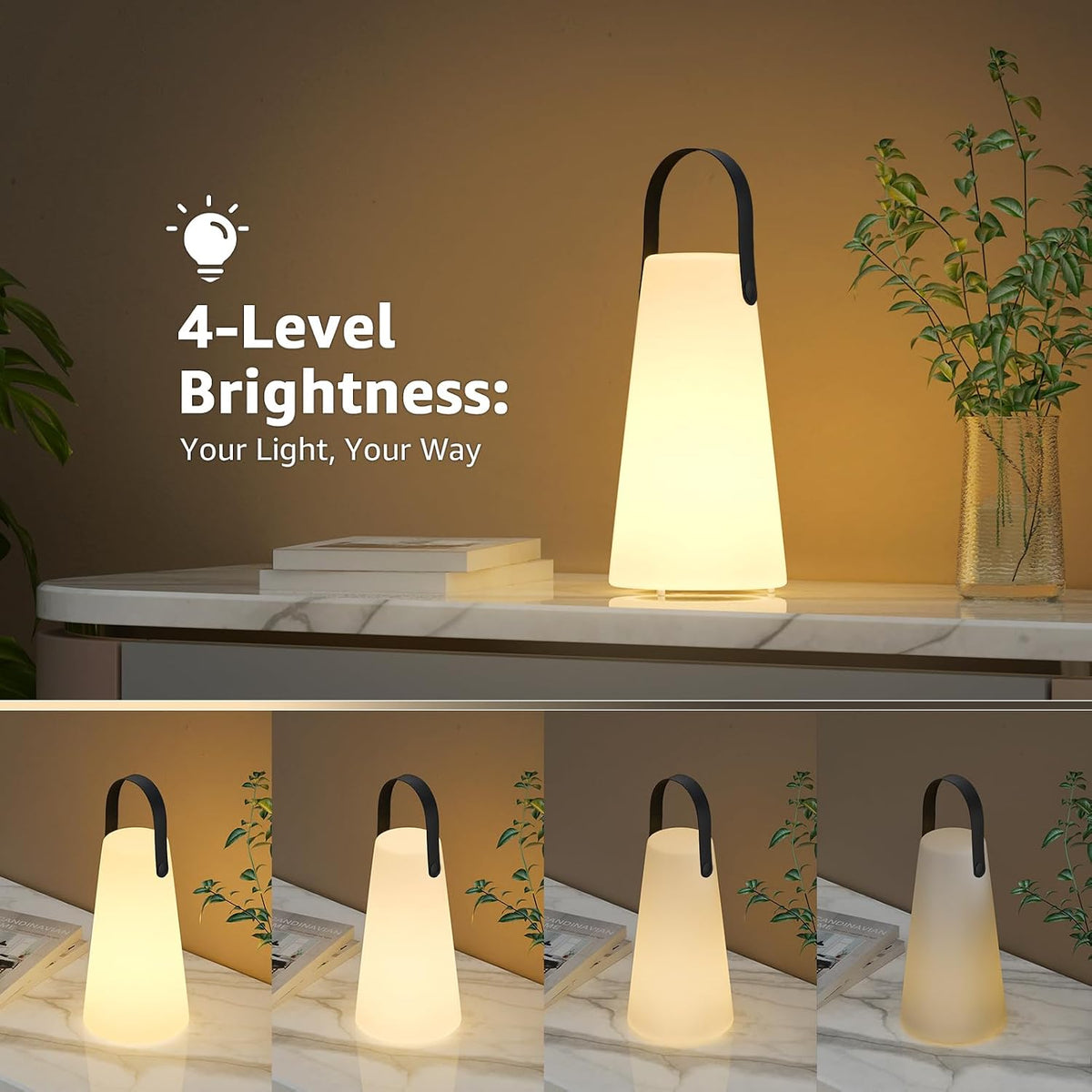 2 Pack Outdoor Lamps, Rechargeable Outdoor Lanterns Table Lamp with IP44 Waterproof, Battery Operated Portable Hanging