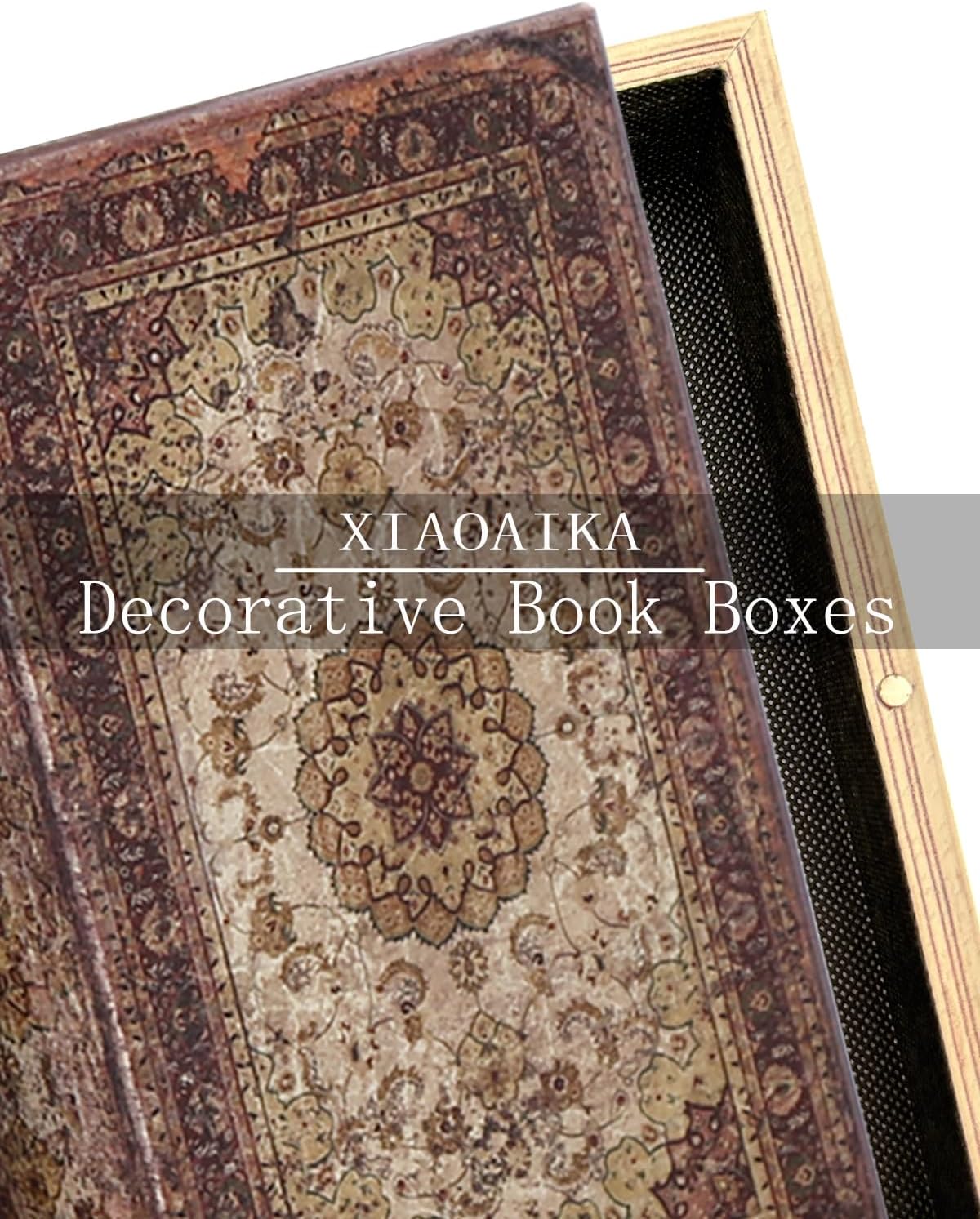 Vintage Faux Book Boxes / 2 x Persian Rug / Set of 2