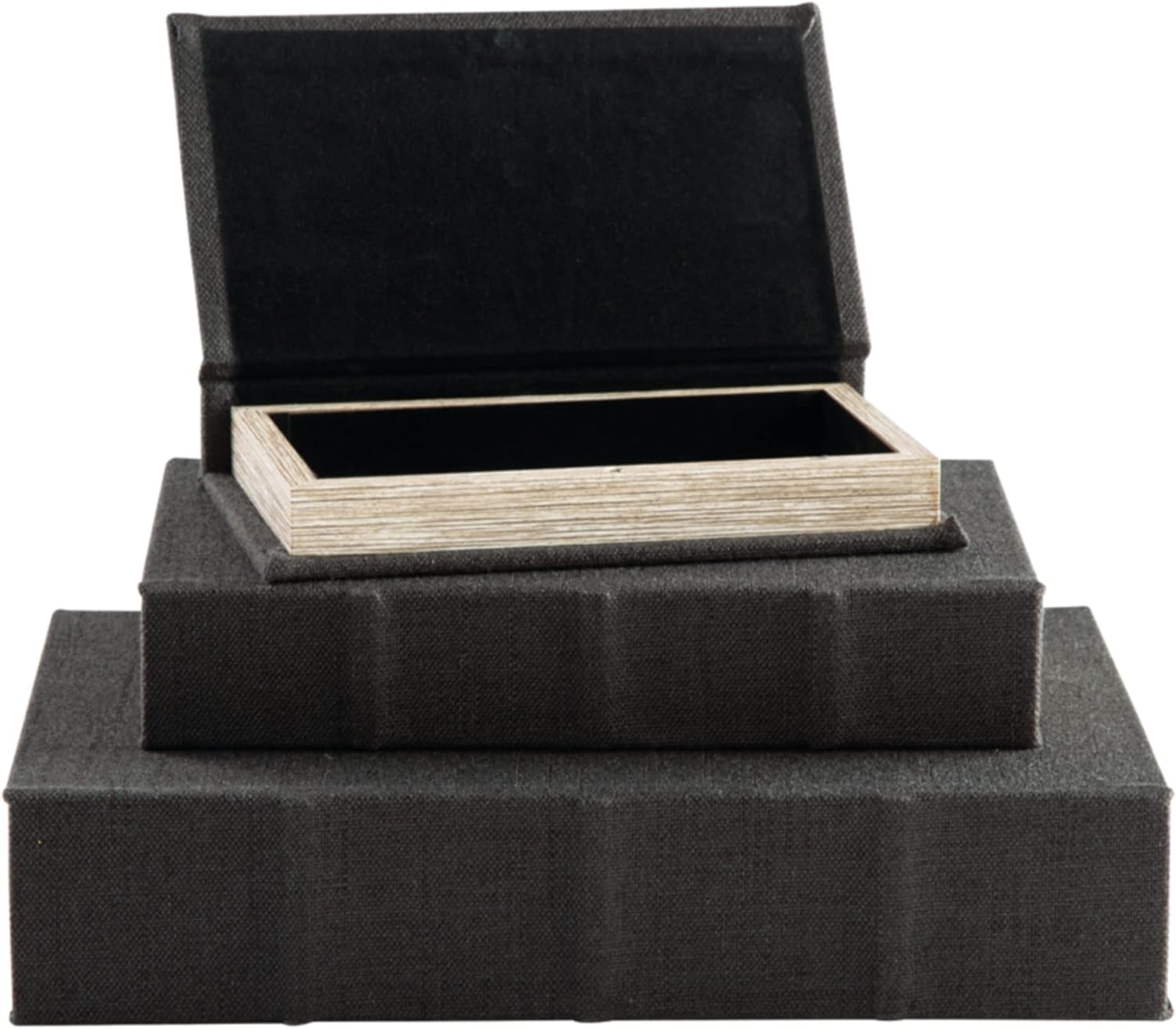 Jolina Vintage 3 Piece Faux Book Keepsake Storage Box Set / Black