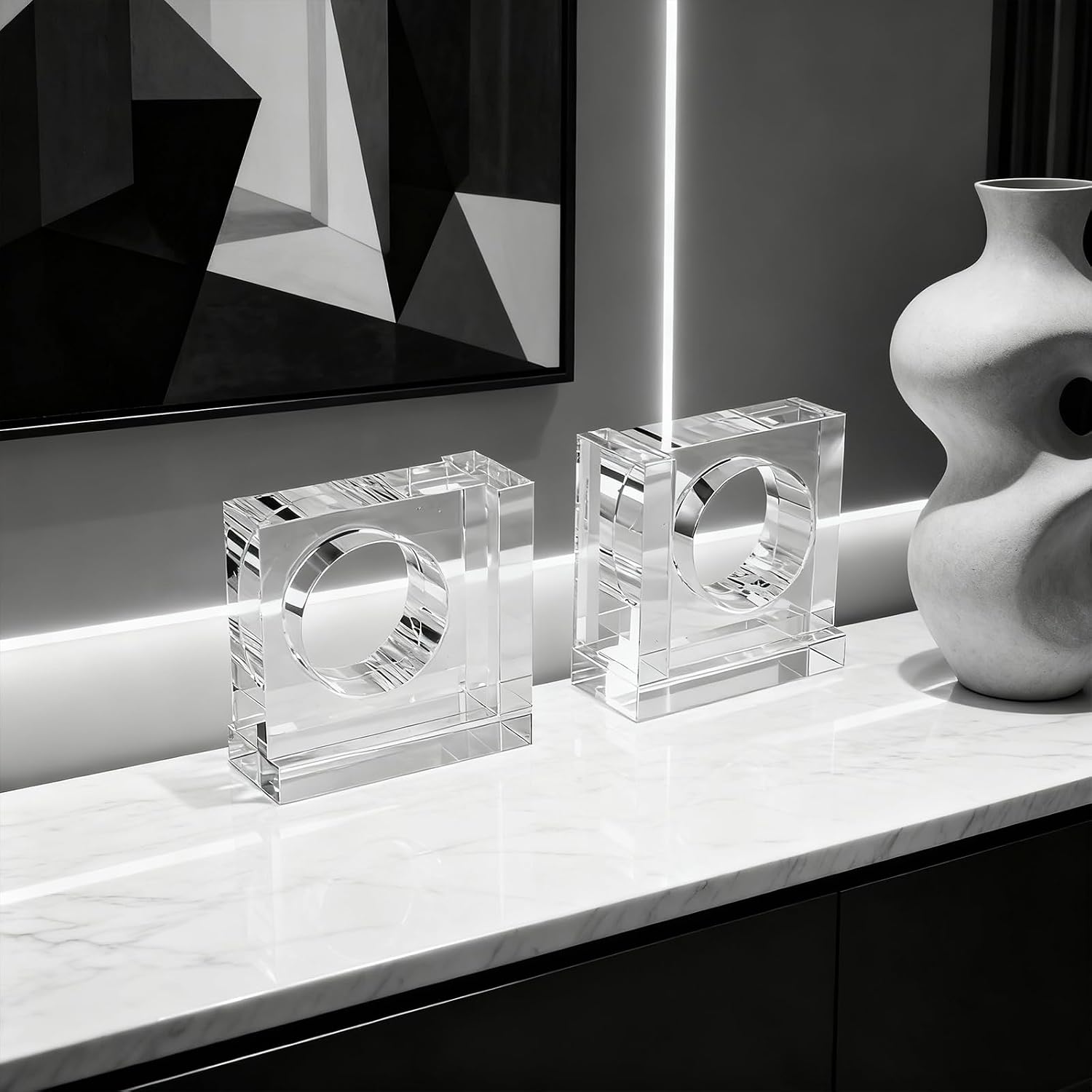 Handmade Crystal Bookends Square / Clear