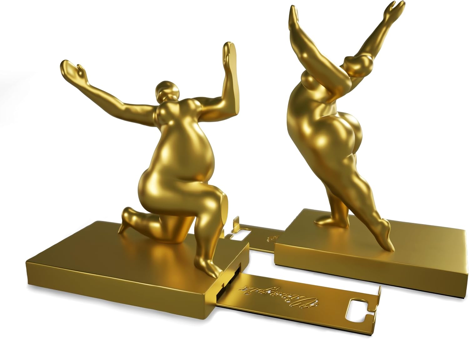 Decorative Modern Bookends / Metallic Gold / Set of 2