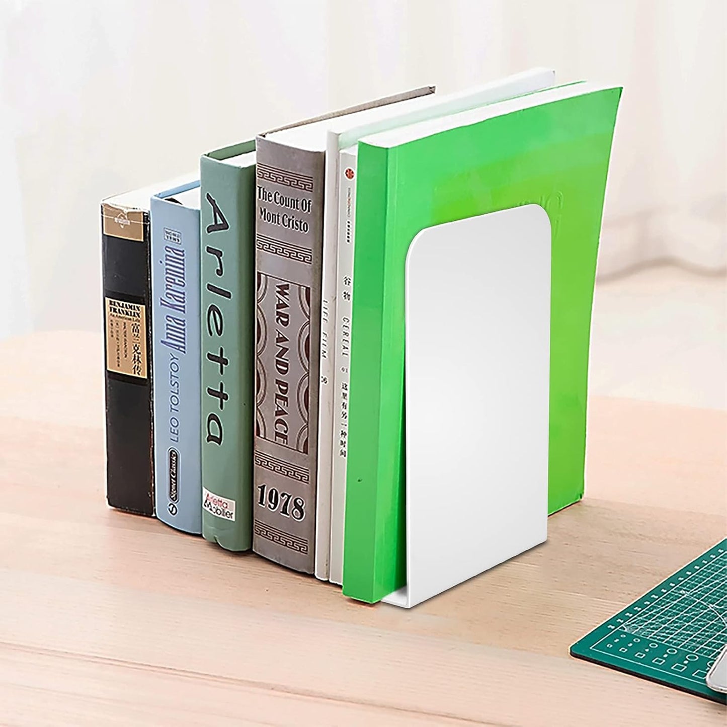 Metal Shelf Book Ends / White 2 Pairs Bookends