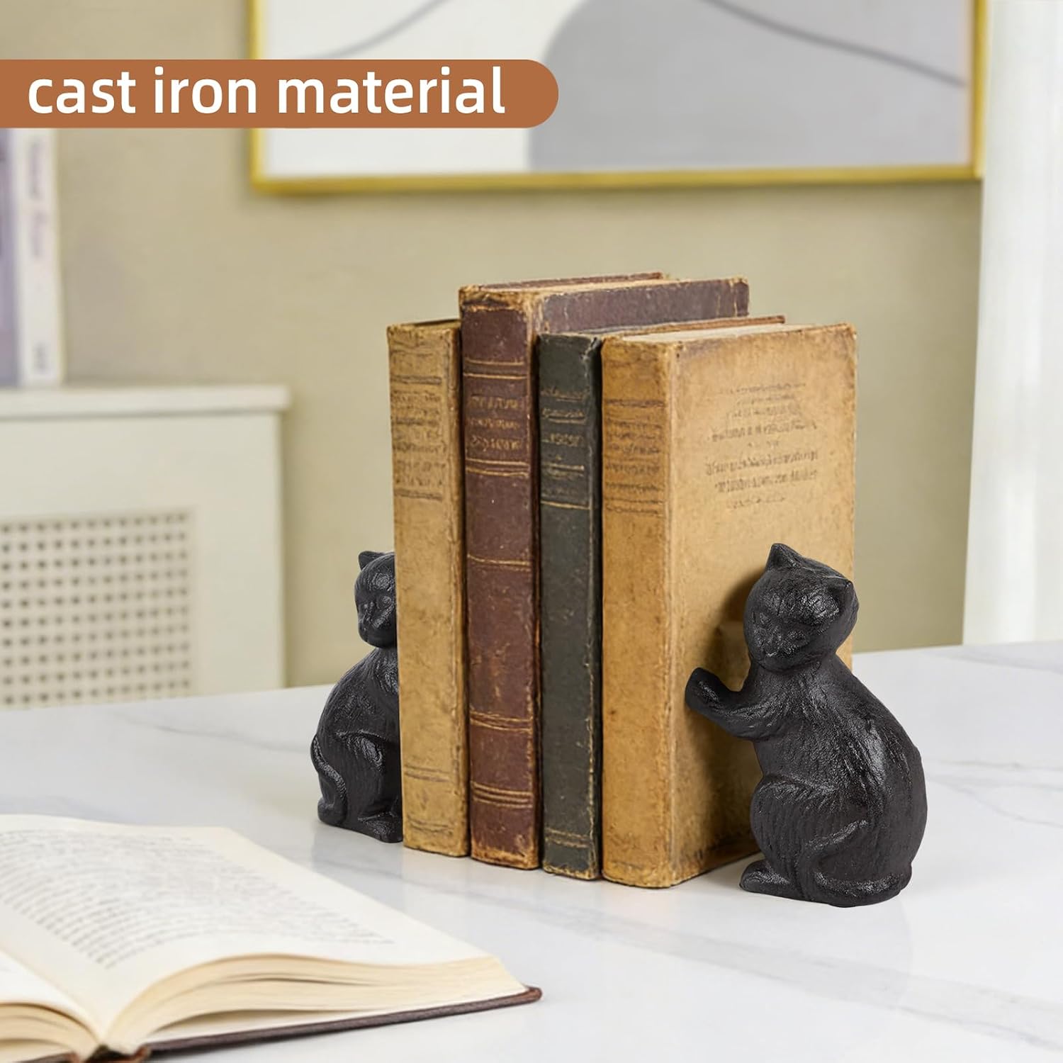 Decorative Cat Bookends / Black