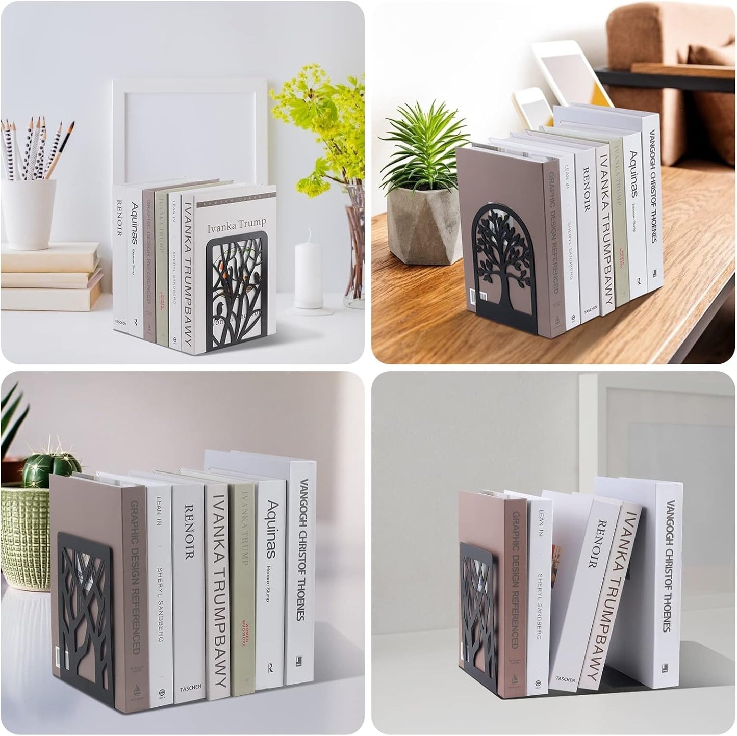 3Pairs Metal Bookends / Black