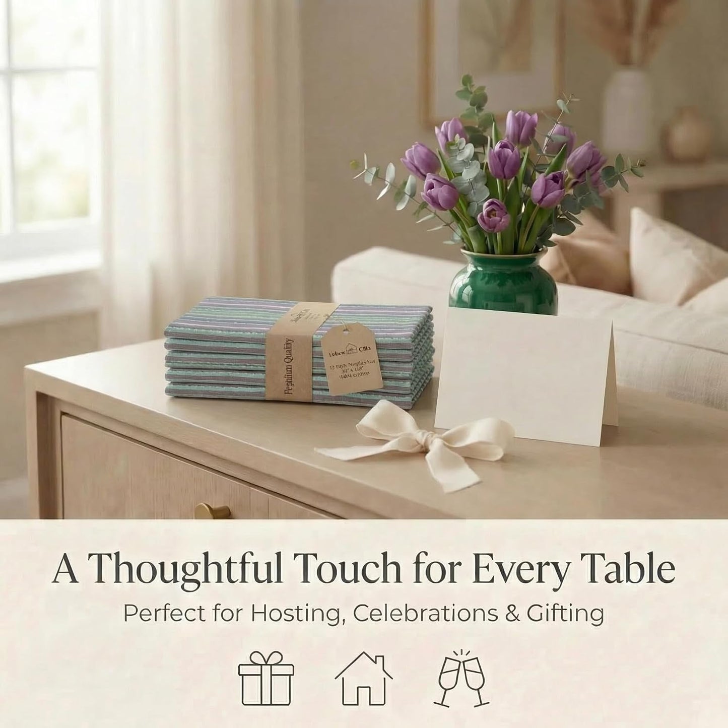 Urban Villa Cloth Napkins Cotton 20x20 (Set of 12) Multi Blue