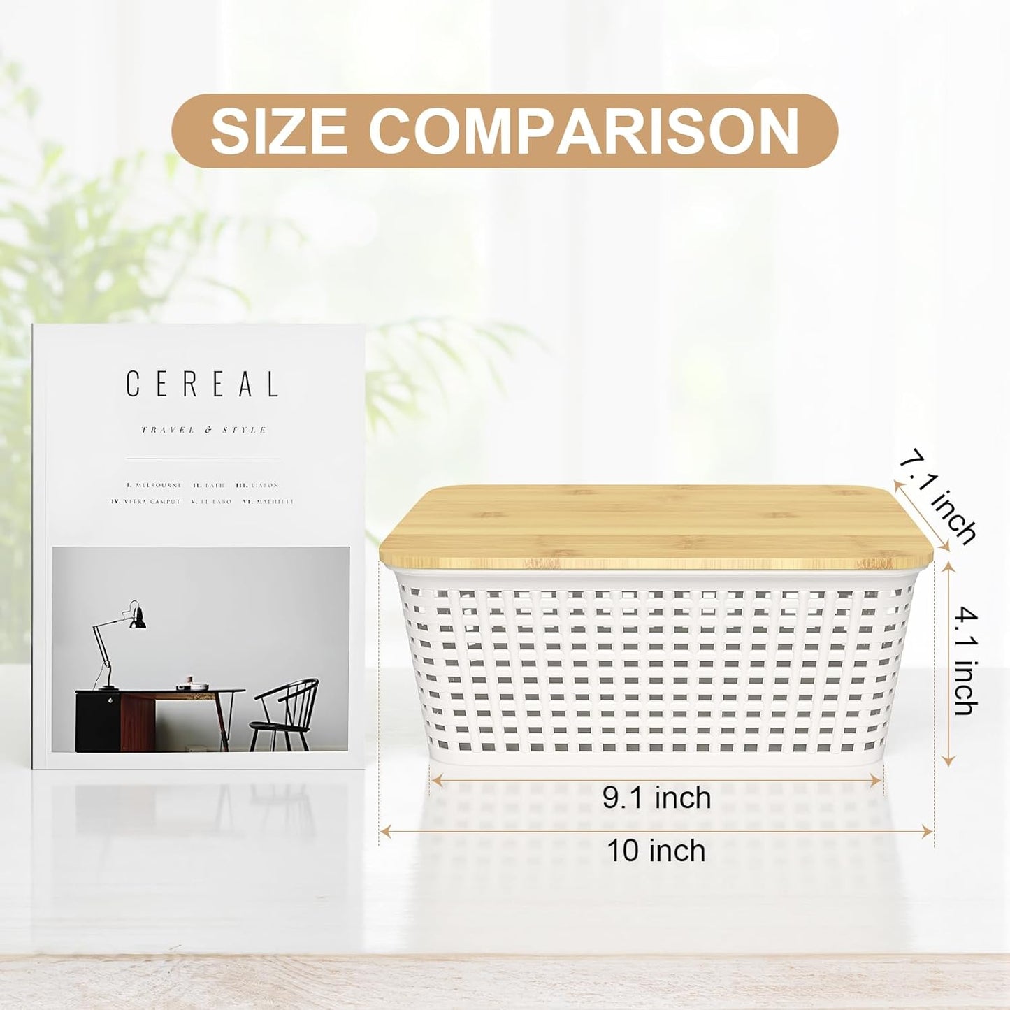 Storage Bins / Stackable Plastic Storage Basket / Cream White / Set of 6