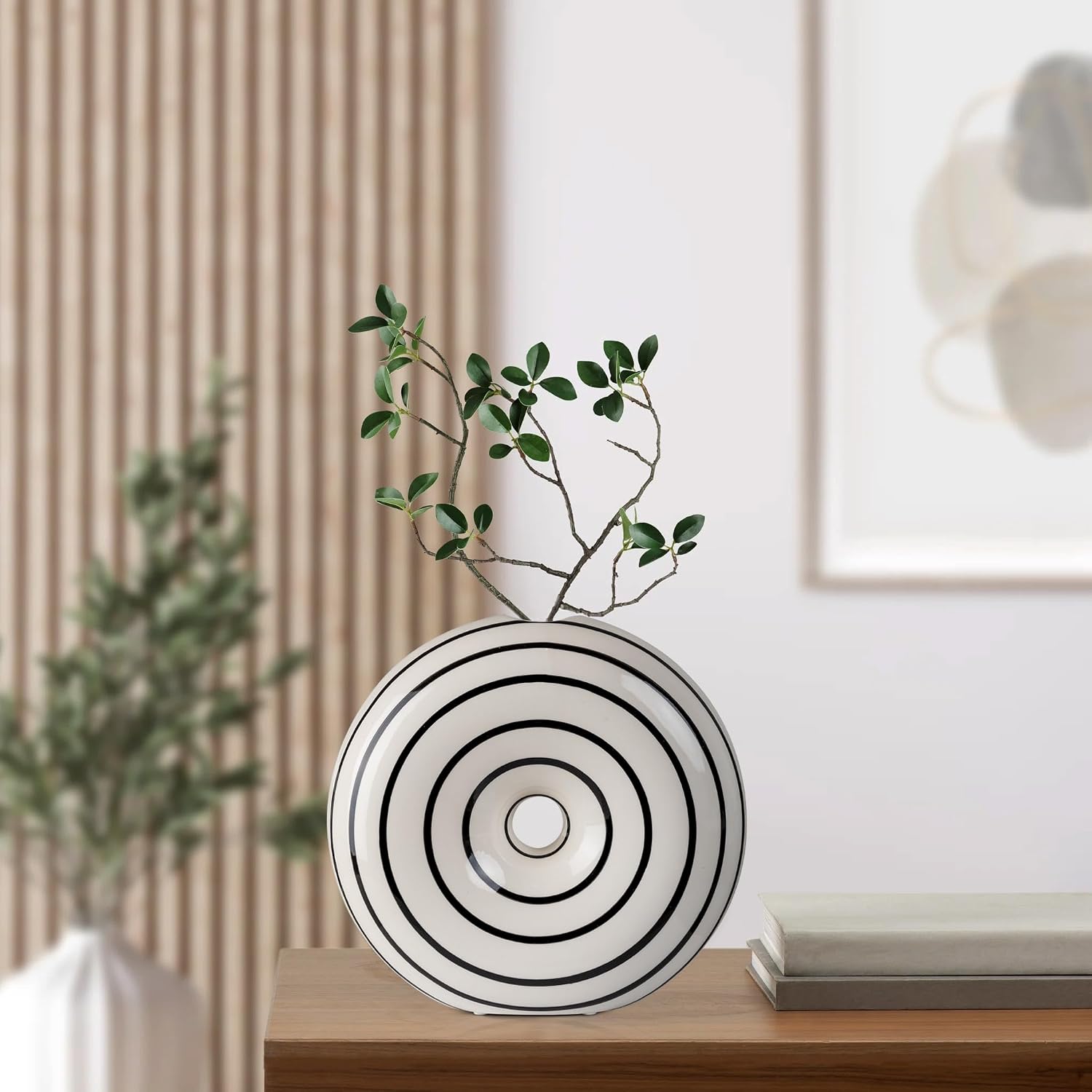 Ceramic Donut Vase Hand-Painted Glossy Finish / Large